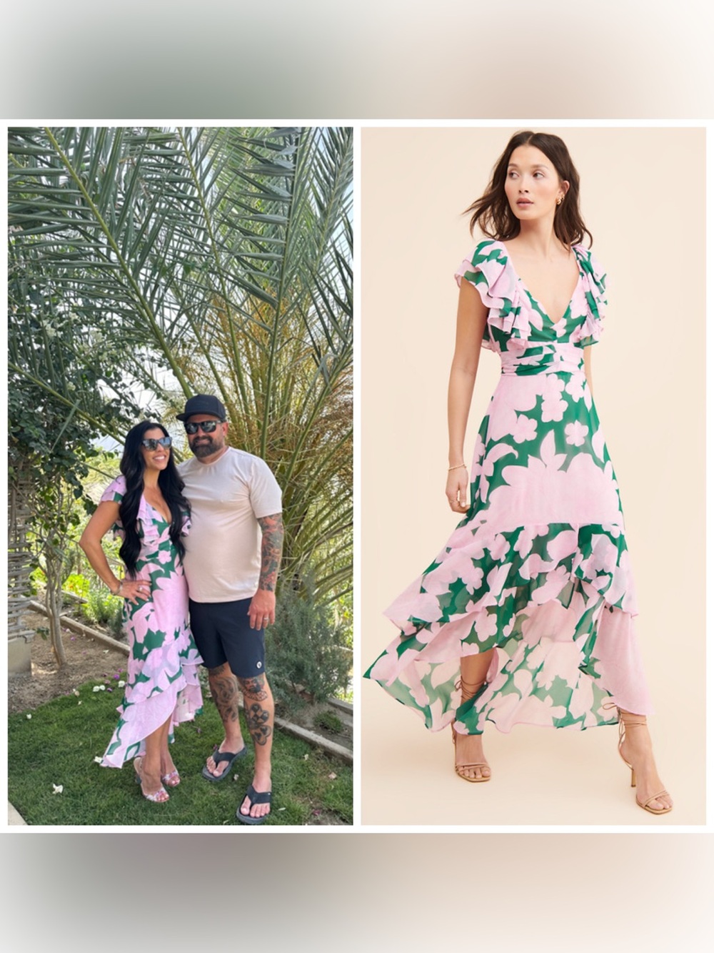 Anthropologie Hutch Chiffon Short Sleeve Maxi Dress Pink Green 12 Petite Floral